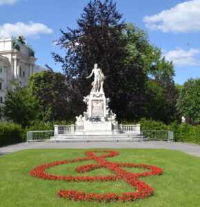 Statue of Mozart at Burggarten in Vienna