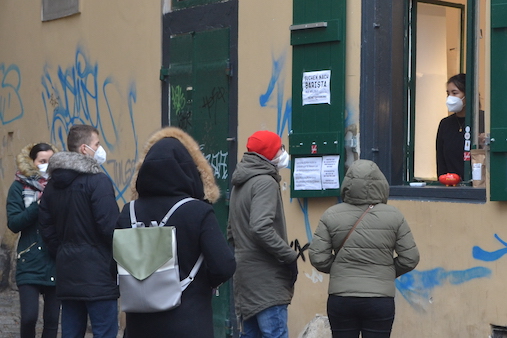 Visitors waiting to be served at Fenster Cafe in Vienna